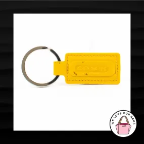 COACH VINTAGE YELLOW LEATHER SILVER METAL KEY FOB BAG CHARM KEYCHAIN HANG TAG