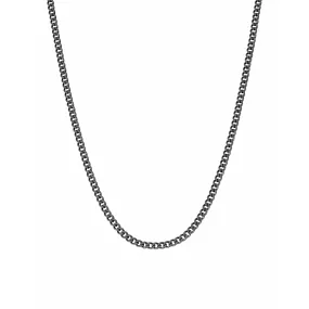 CRISLU Mens 24" Matte Curb Chain Necklace In Black Rhodium