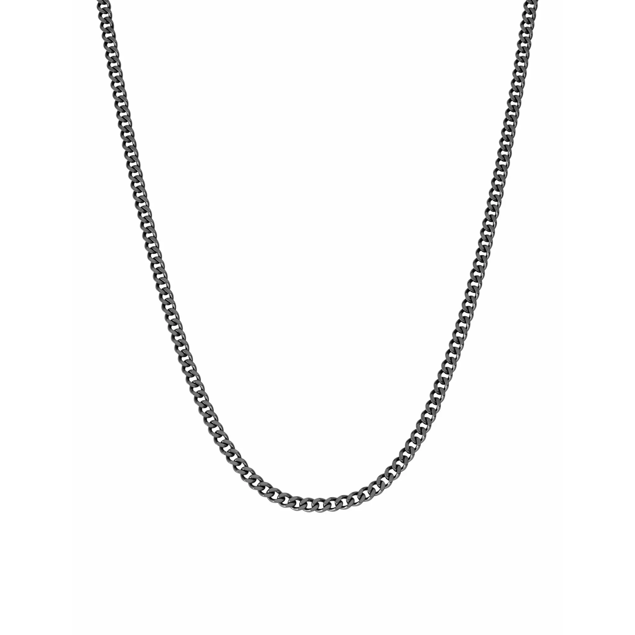 CRISLU Mens 24" Matte Curb Chain Necklace In Black Rhodium