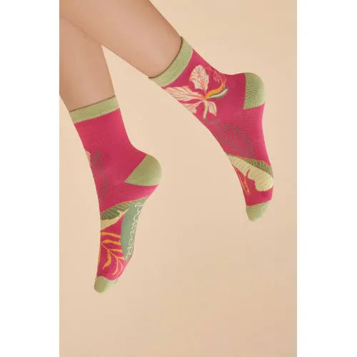 Dark Rose Tropical Socks by Powder UK