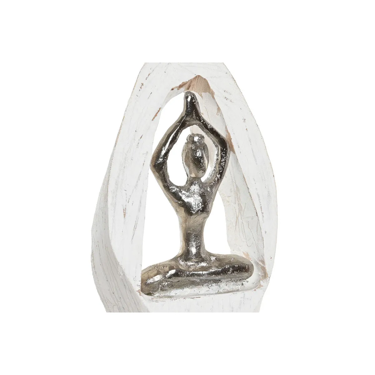 Decorative Figure DKD Home Decor 56 x 8 x 31 cm Brown Aluminium White Mango wood Yoga