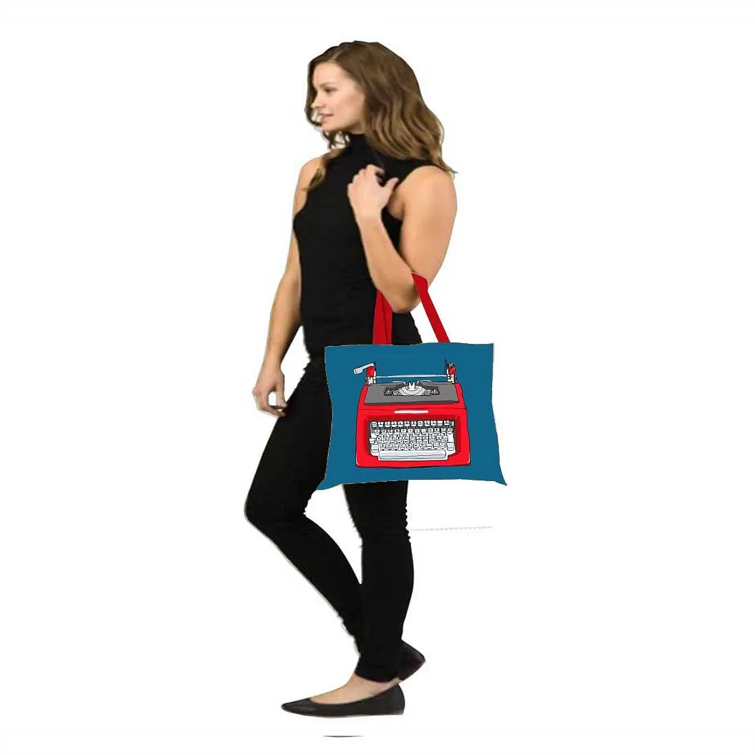 Designer Tote Bag With Zip Beach Gym Travel Bags -  Typewriter