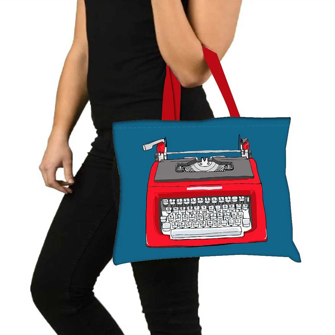 Designer Tote Bag With Zip Beach Gym Travel Bags -  Typewriter