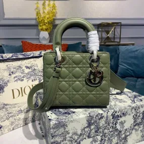 DI Small Lady Bag Ultramatte Cannage Olive Green For Women 8in/20cm CD