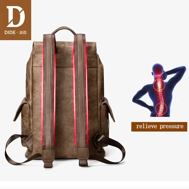 DIDE Anti theft Backpack Men Laptop Backpacks For Teenager women Male Preppy Style School Bag Cover Travel Backpack Leather