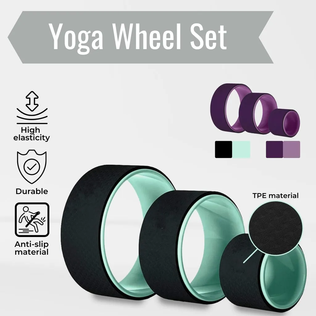 Durable 3-Piece Yoga Wheel Set, Green, TPE   ABS, Verpeak