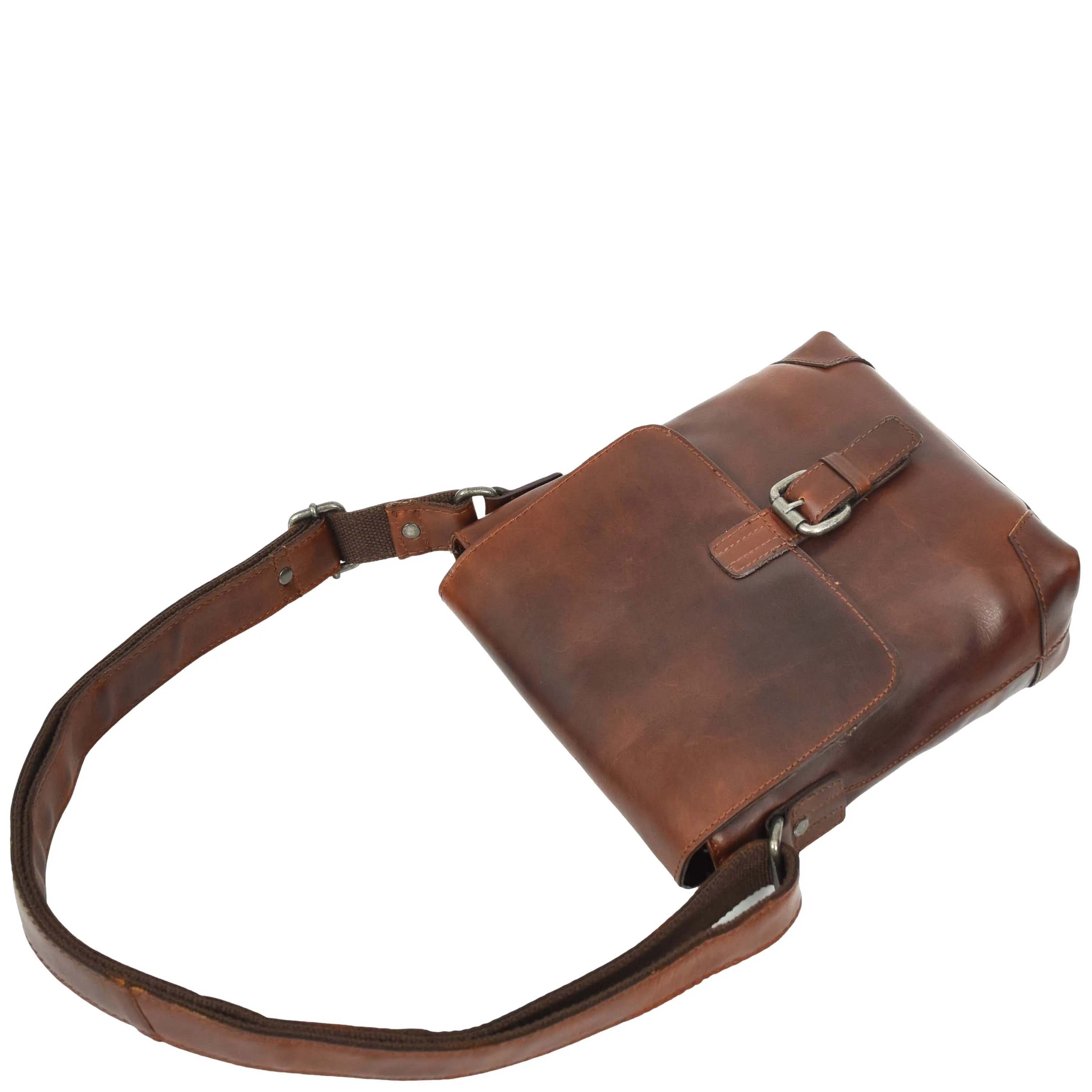 Durable Real Leather Man Flight Bag Cross Body Pouch Cannes Brown