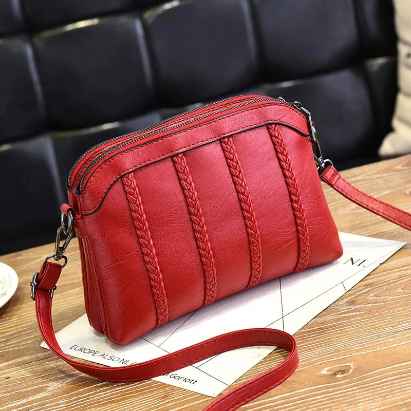 Elegant Middle-Aged Shoulder Soft Leather Crossbody Women Bag