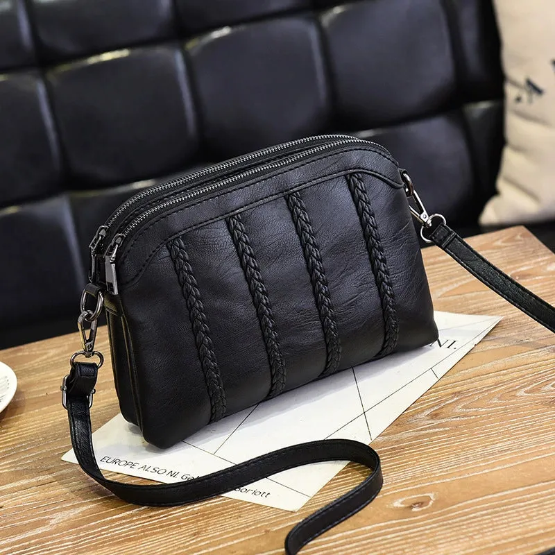 Elegant Middle-Aged Shoulder Soft Leather Crossbody Women Bag