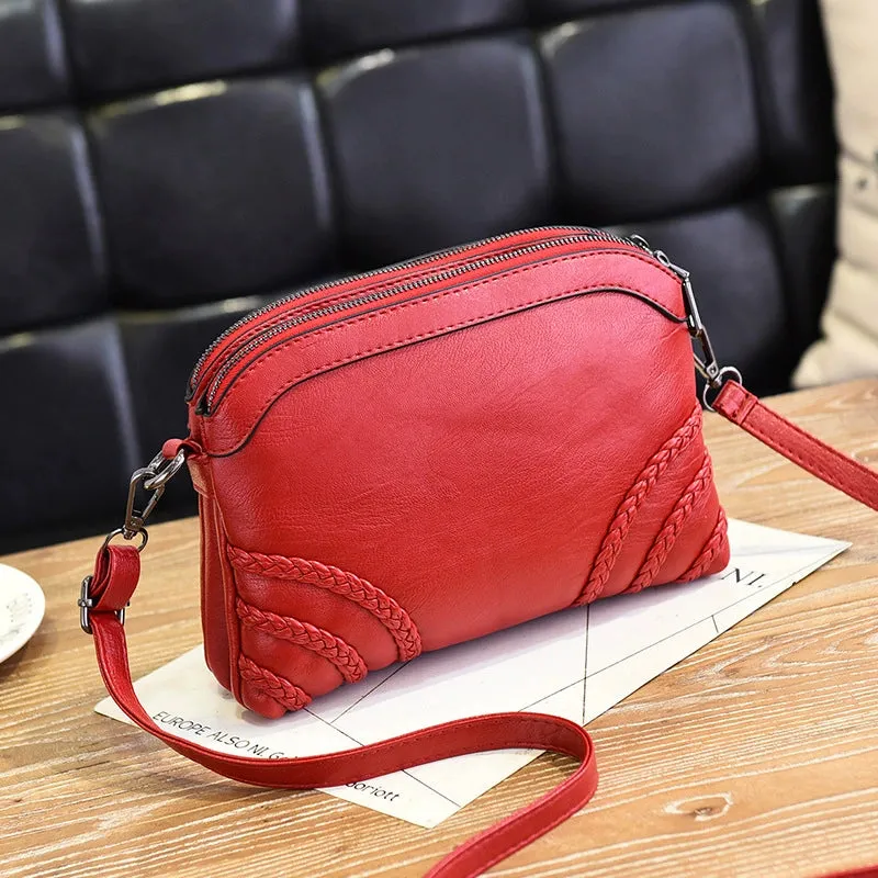 Elegant Middle-Aged Shoulder Soft Leather Crossbody Women Bag