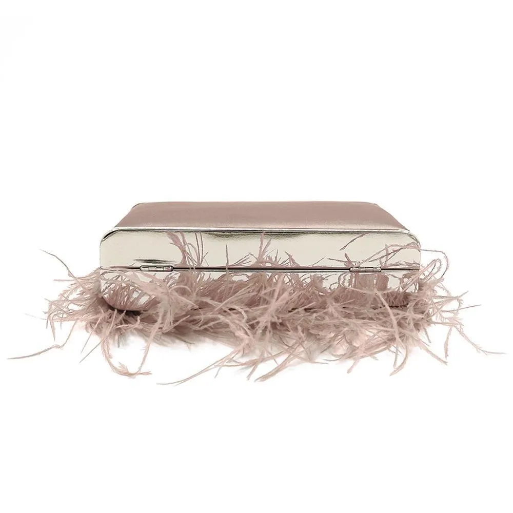 ESTELLE Pink Feather Clutch