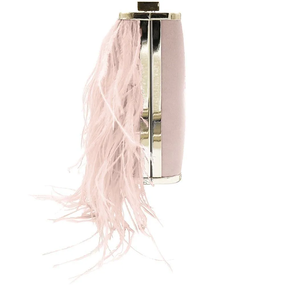 ESTELLE Pink Feather Clutch