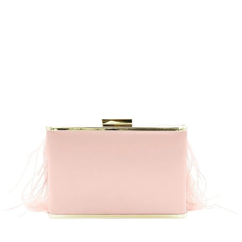 ESTELLE Pink Feather Clutch