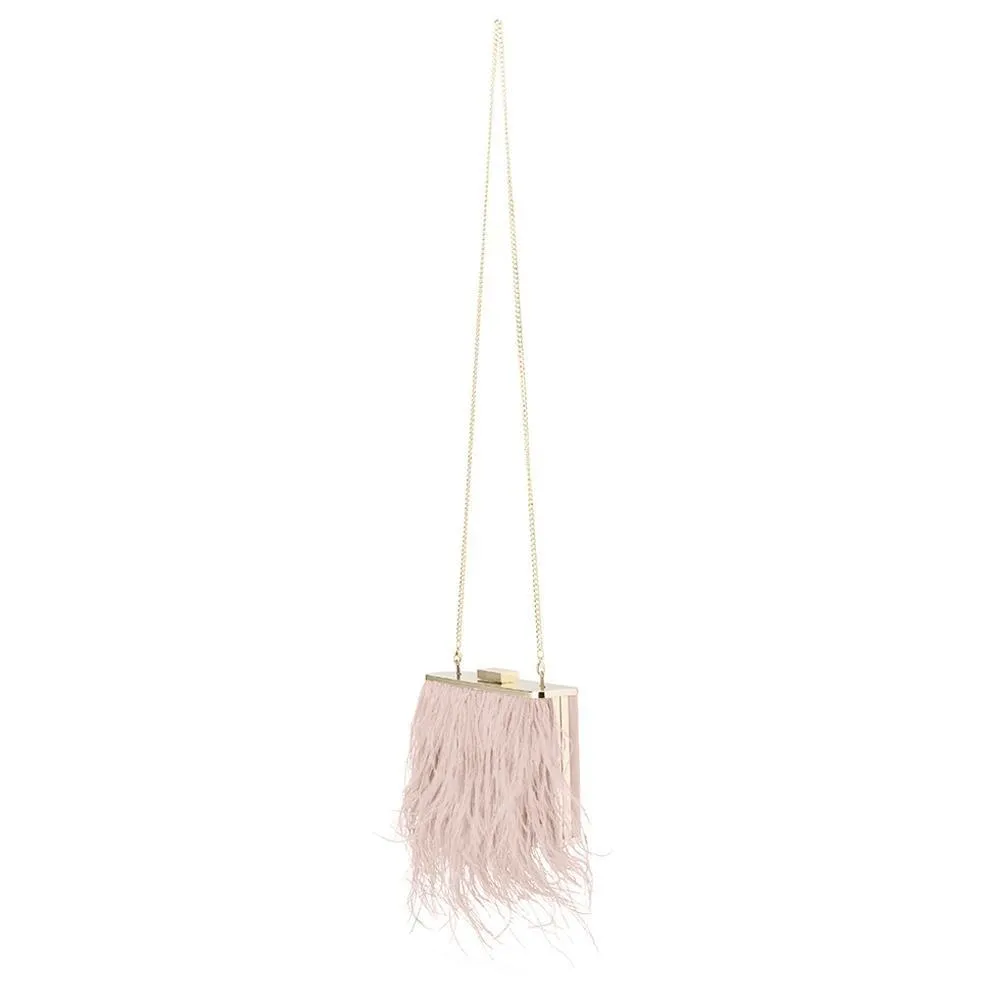 ESTELLE Pink Feather Clutch