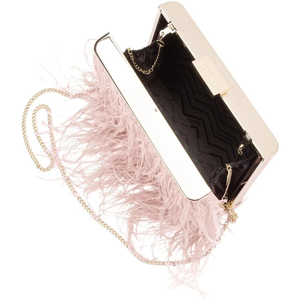 ESTELLE Pink Feather Clutch