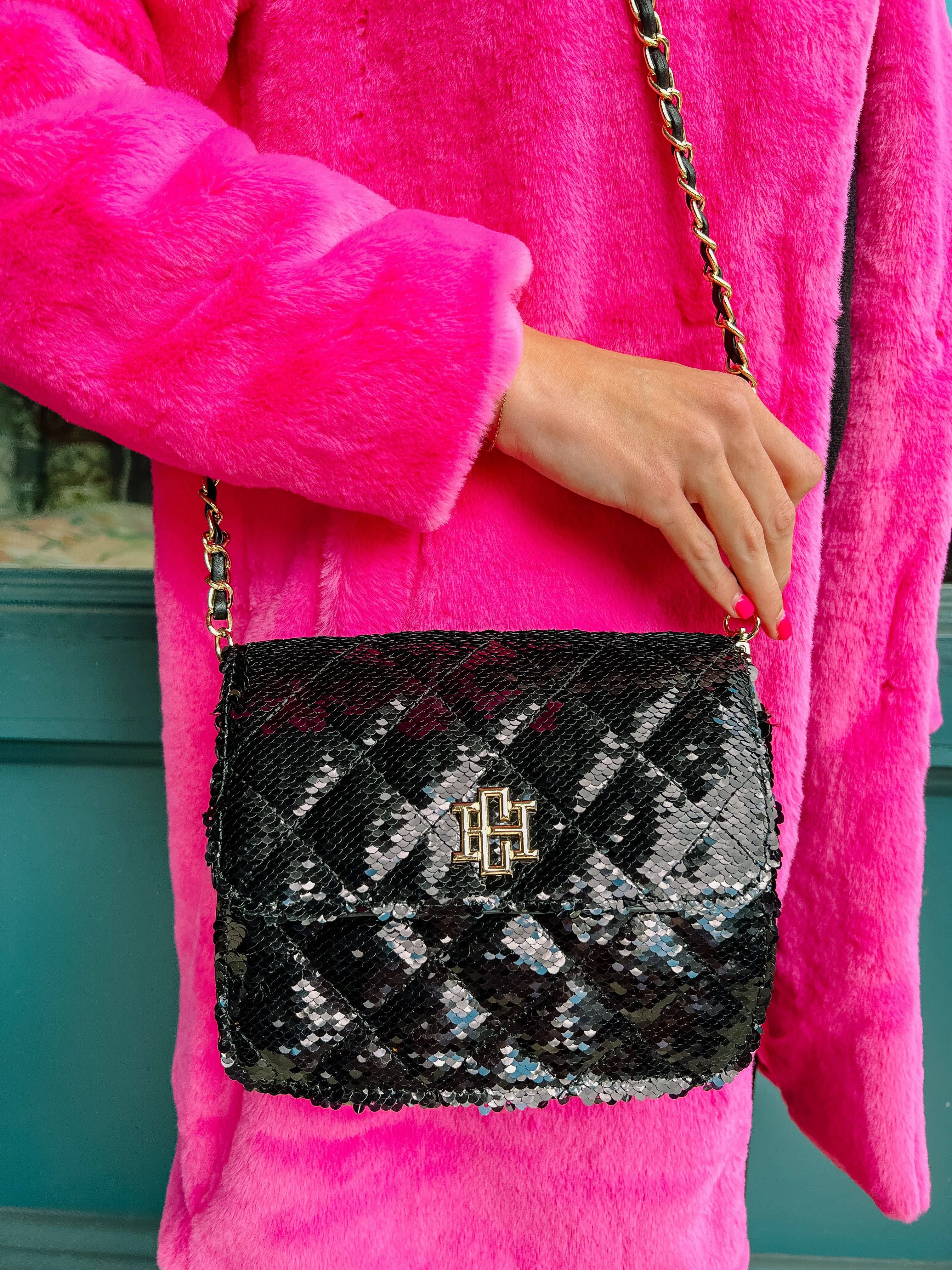 Evelyn Crossbody Black Sequin