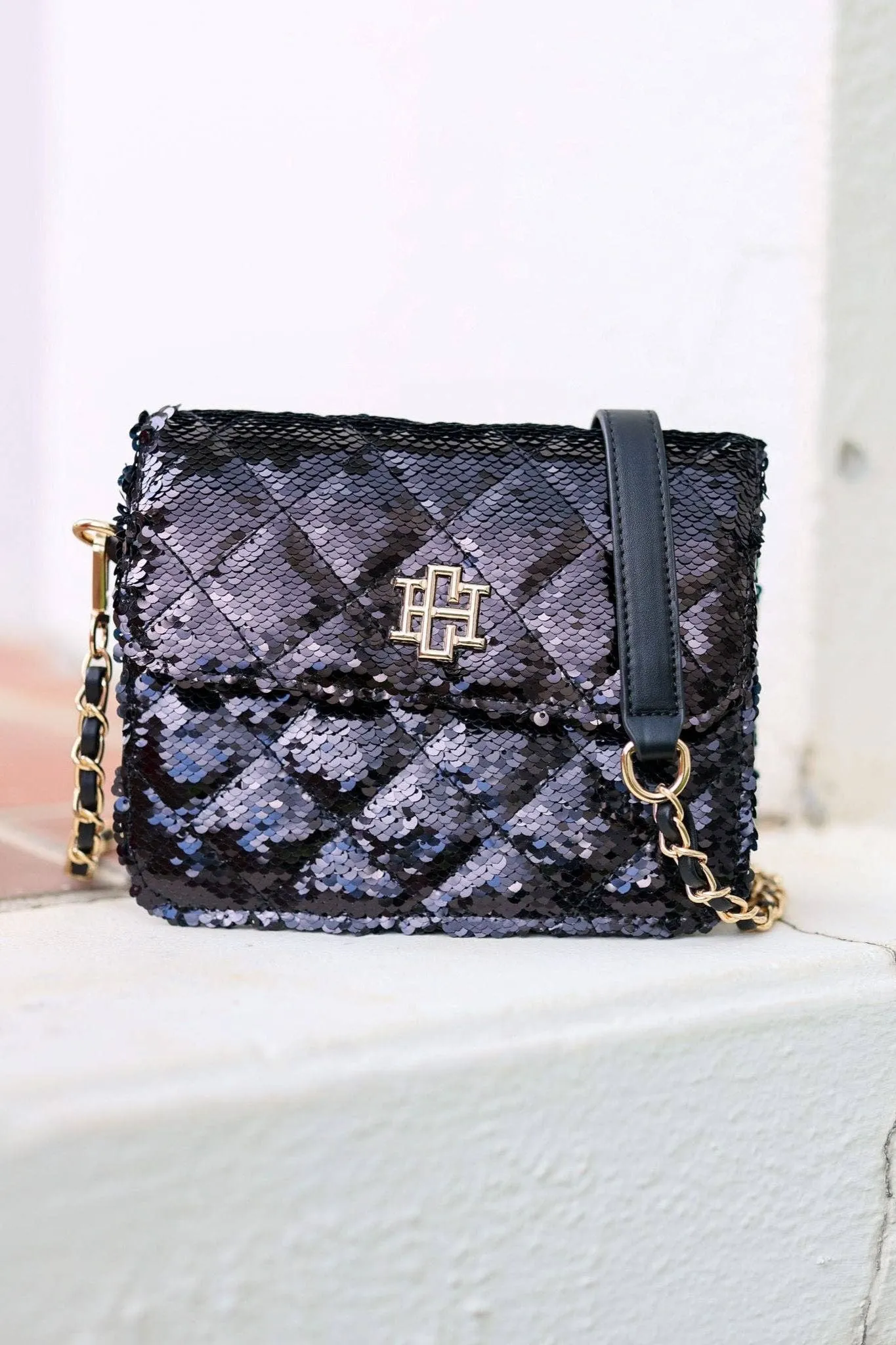 Evelyn Crossbody Black Sequin