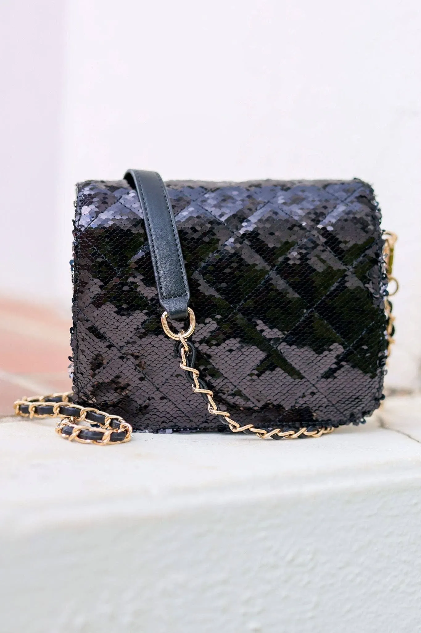 Evelyn Crossbody Black Sequin