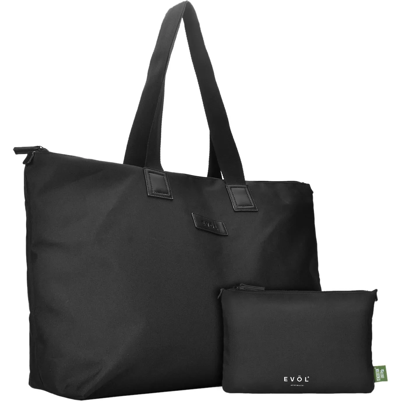 Evol Recycled Foldable Travel 40L Tote Bag (Black)