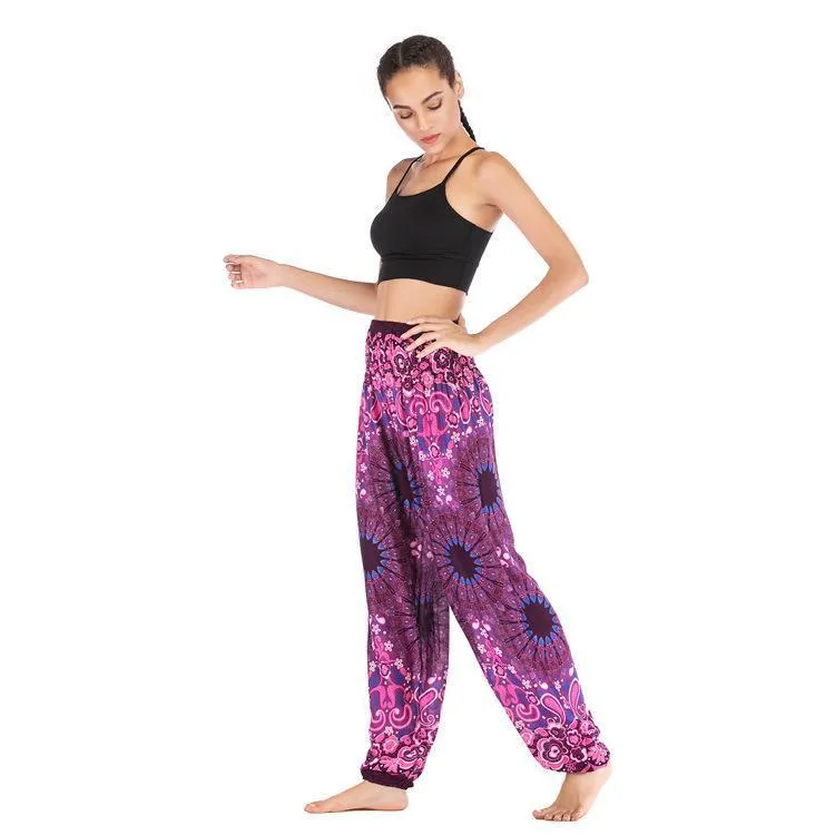 Fashion Thai Casual Yoga Pants Knickers Yoga Suit Women Cotton 52 Loose Floral Pants