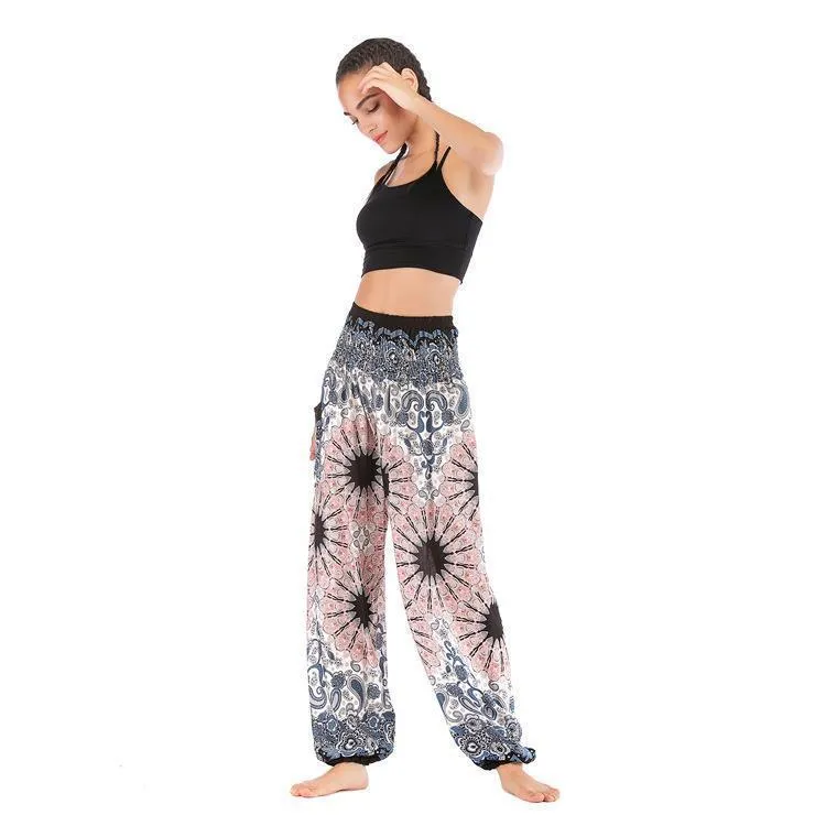 Fashion Thai Casual Yoga Pants Knickers Yoga Suit Women Cotton 52 Loose Floral Pants