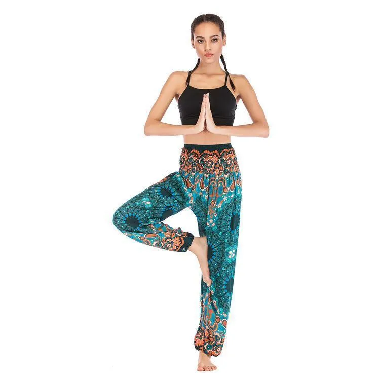 Fashion Thai Casual Yoga Pants Knickers Yoga Suit Women Cotton 52 Loose Floral Pants