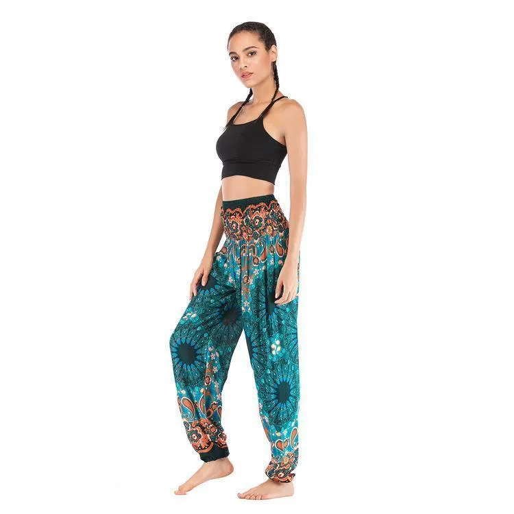 Fashion Thai Casual Yoga Pants Knickers Yoga Suit Women Cotton 52 Loose Floral Pants