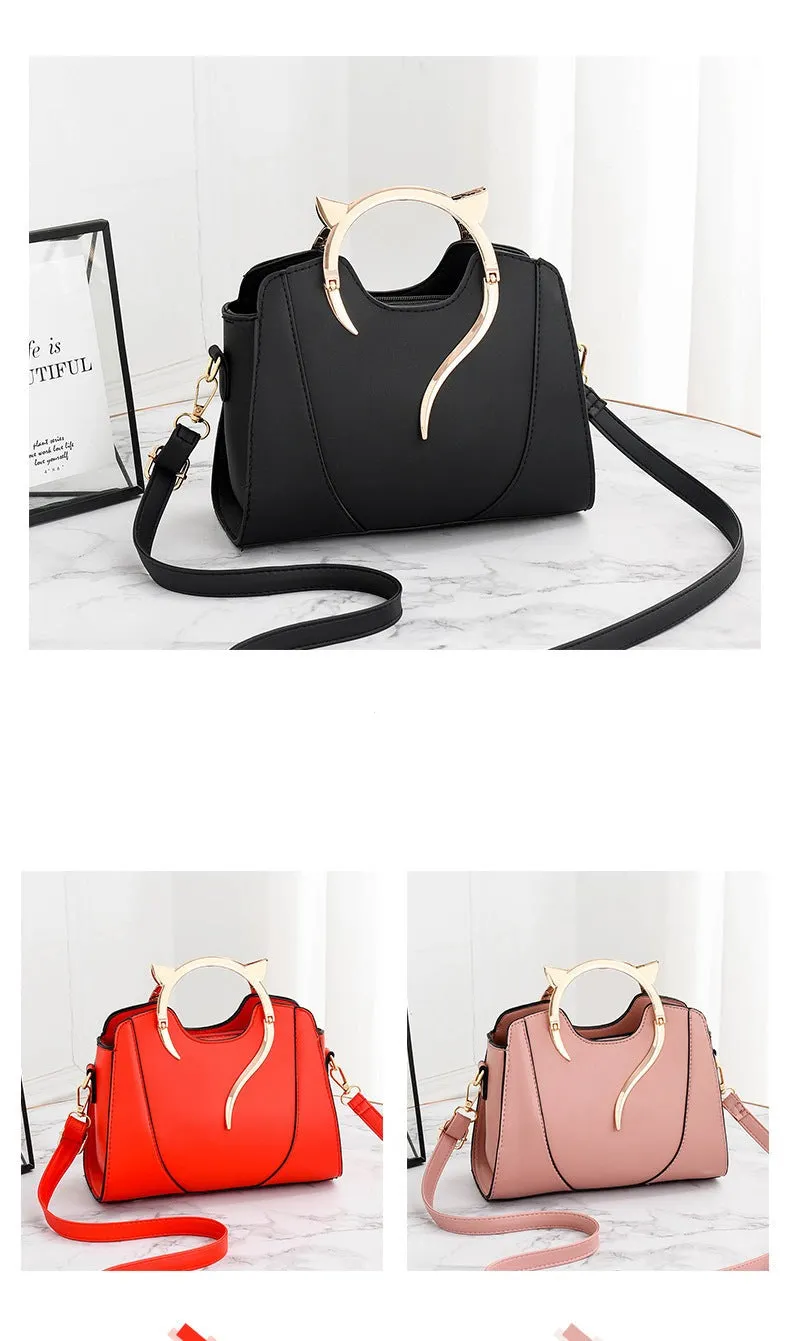 Fashionable ladies handbag kitten bag cute lady sweet one shoulder crossbody bag niche fashion handbag