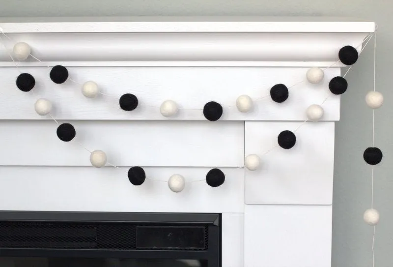 Felt Ball Garland- Black & White