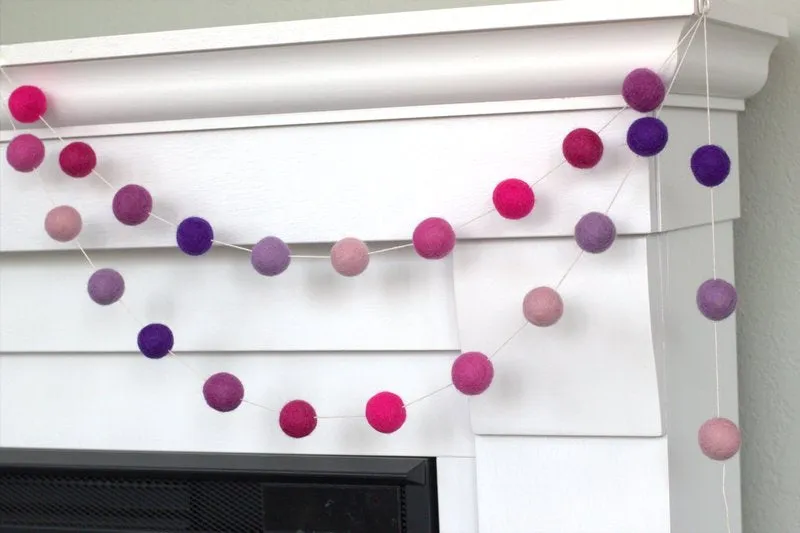 Felt Ball Garland- Pink & Purple