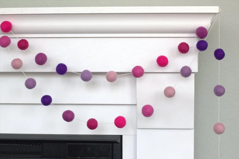 Felt Ball Garland- Pink & Purple