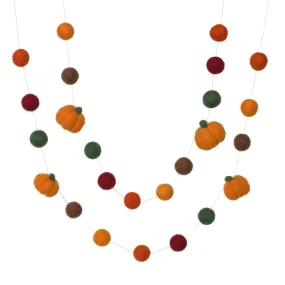 Felt Pumpkin Garland- Burgundy Orange Green Brown