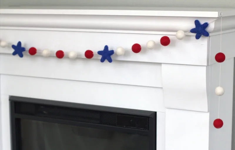 Fourth of July Garland- Red, White with Royal Blue Stars