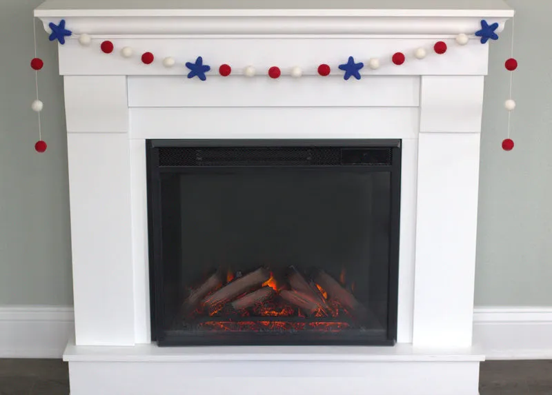 Fourth of July Garland- Red, White with Royal Blue Stars