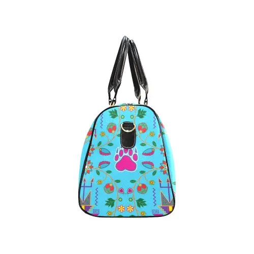 Geometric Floral Fall-Sky Blue Waterproof Travel Bag