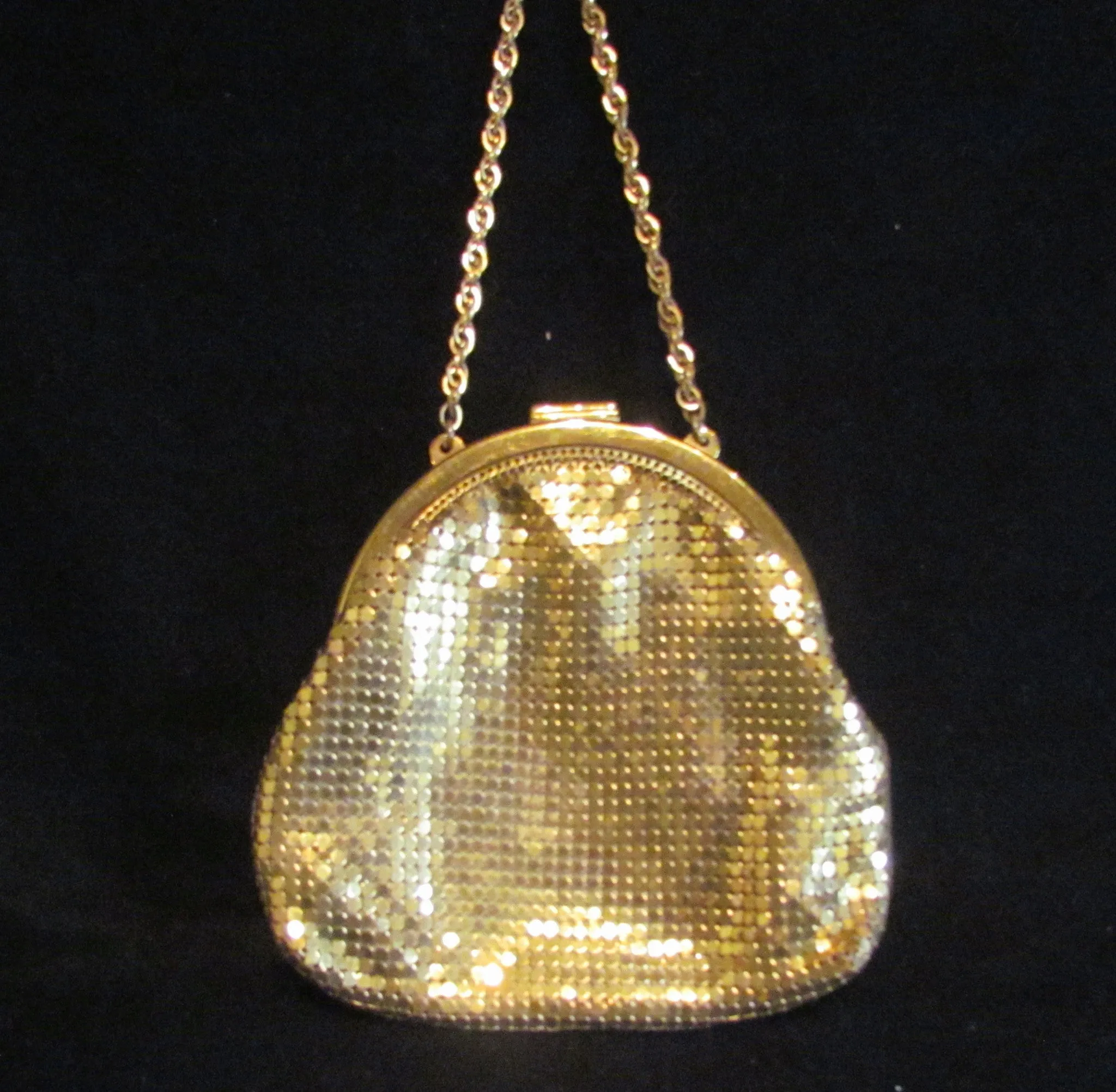 Gold Mesh Rhinestone Purse 1930s Formal Evening Purse Bridal Bag Unused