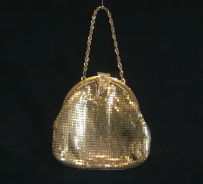 Gold Mesh Rhinestone Purse 1930s Formal Evening Purse Bridal Bag Unused