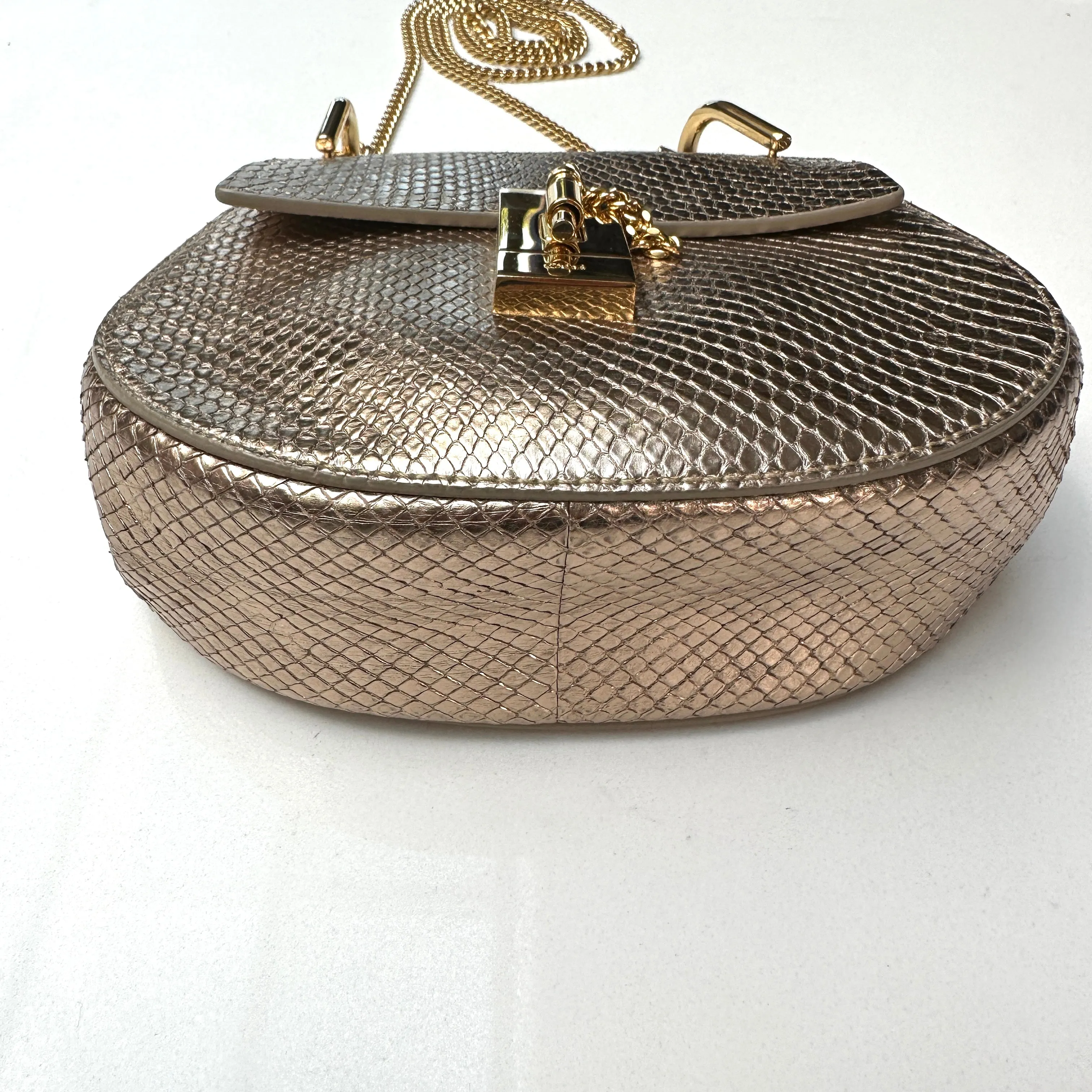 Gold Python Drew Bag