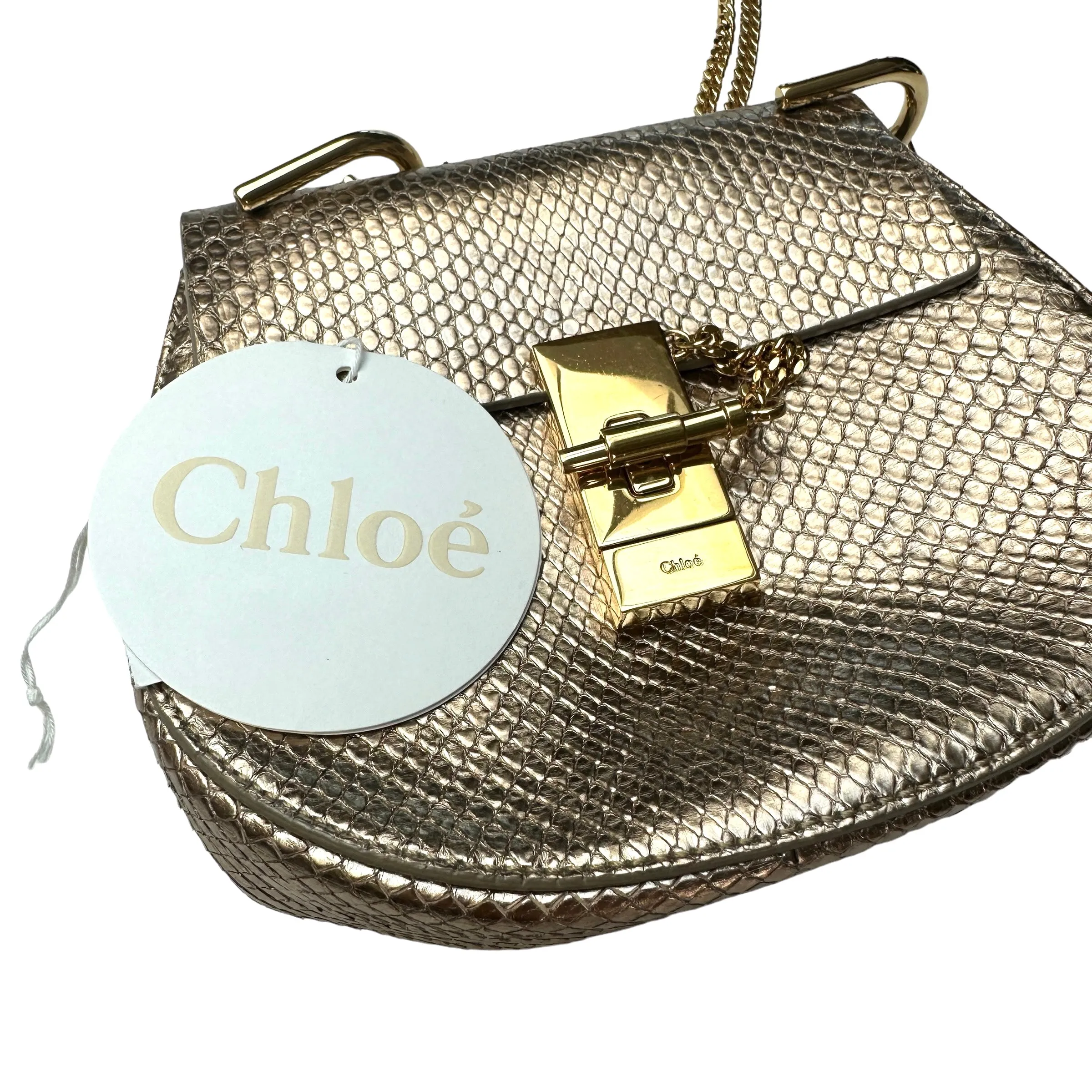 Gold Python Drew Bag