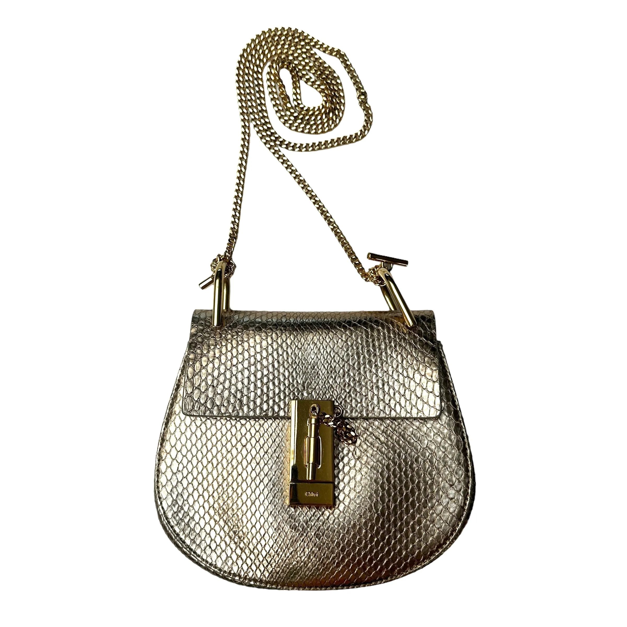 Gold Python Drew Bag