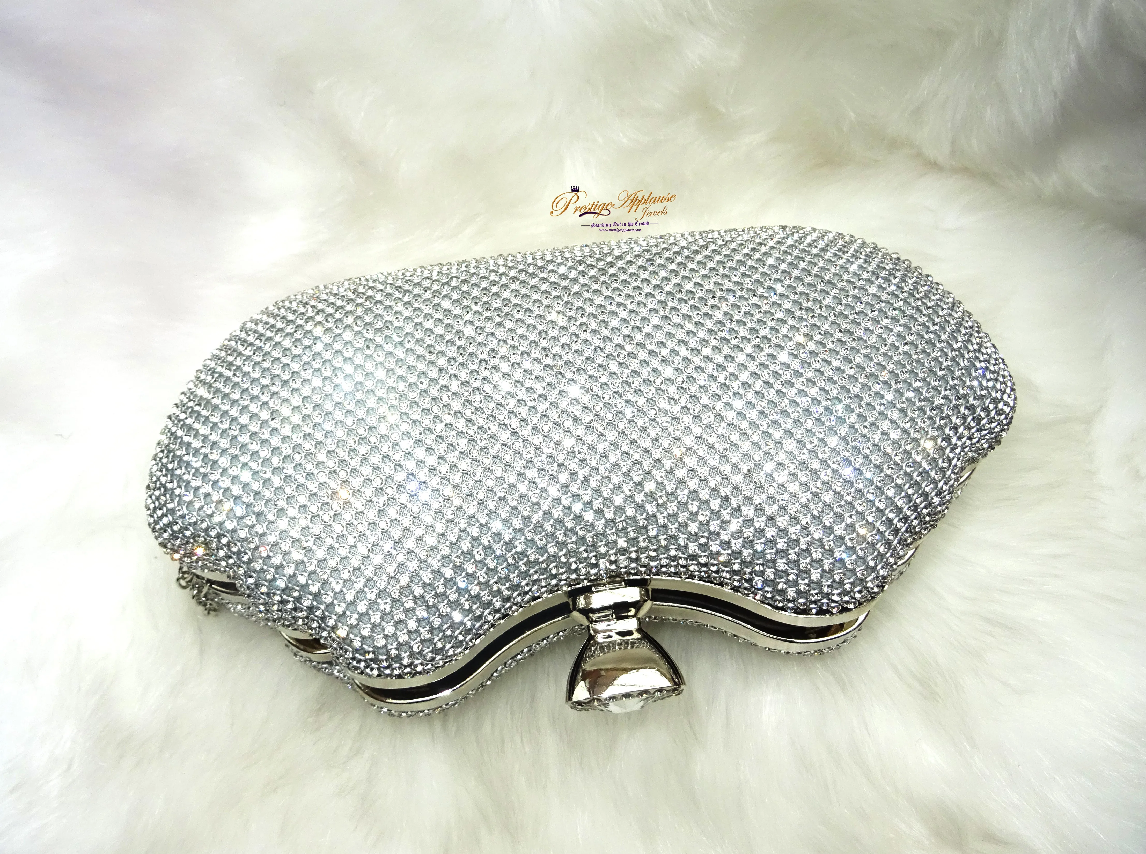 Gold Silver Crystal Diamante Shaped Evening Party Cocktail Clutch Purse handbag