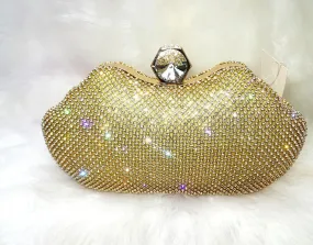 Gold Silver Crystal Diamante Shaped Evening Party Cocktail Clutch Purse handbag