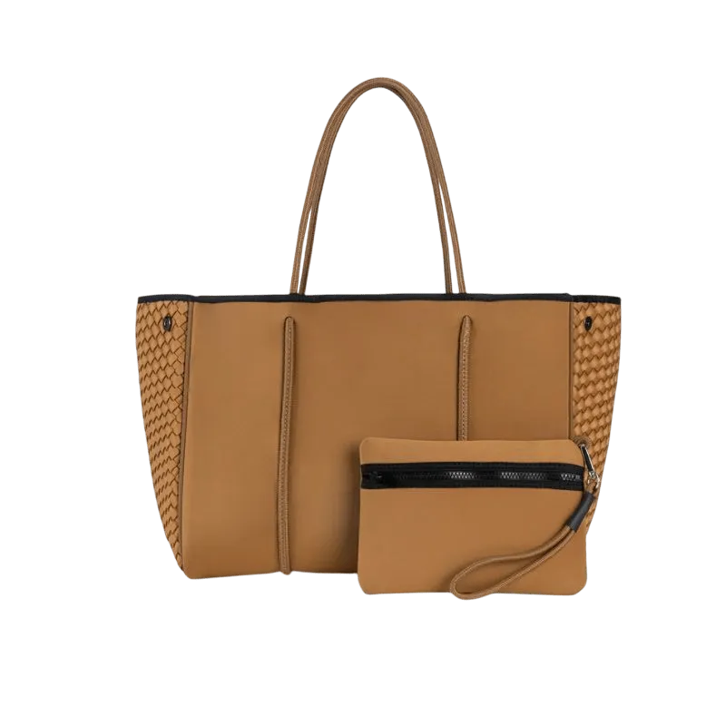 HA Bag Grayson Tote Bag Camel Woven