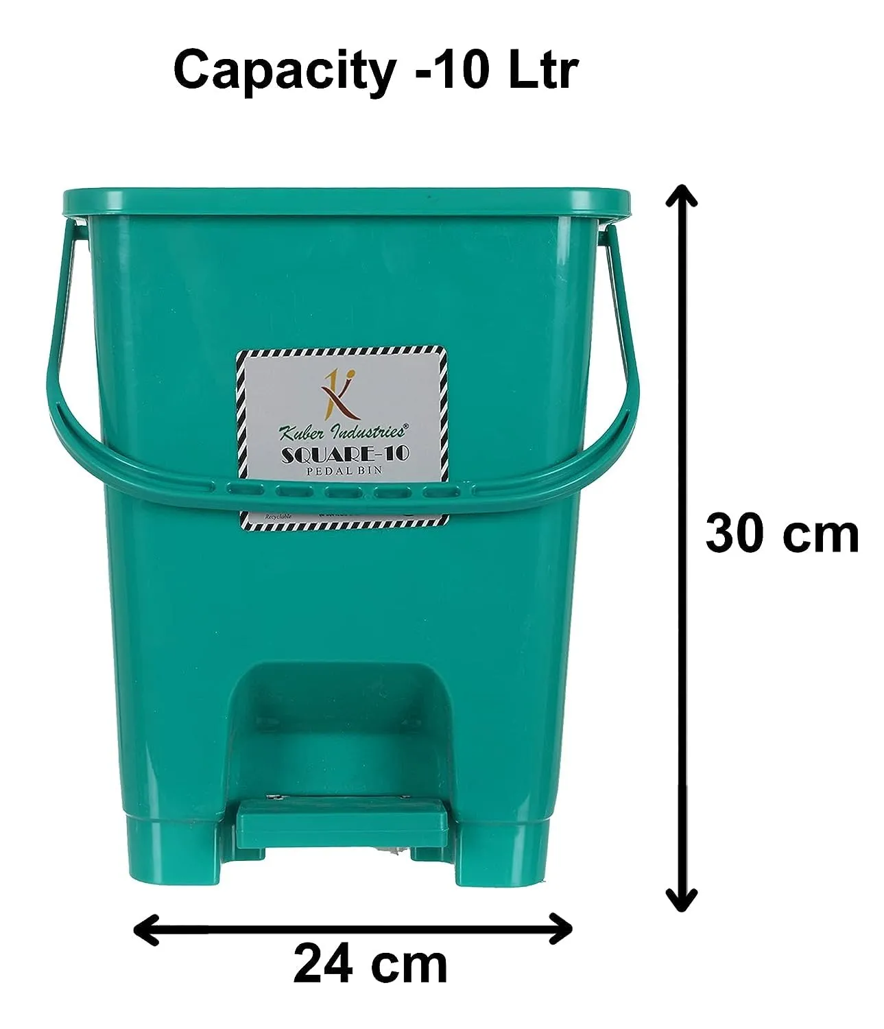 Heart Home Plastic Dustbin With Swing Lid, 12 Ltr., Pack of 2 (Green)