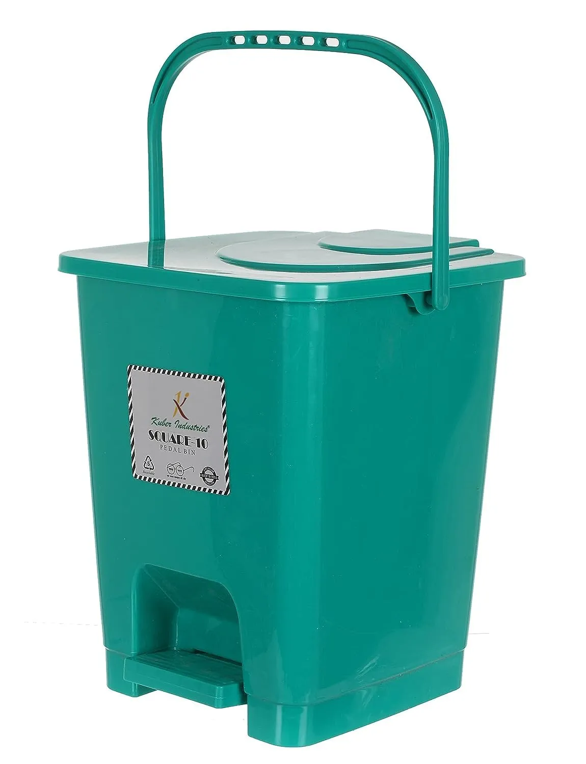 Heart Home Plastic Dustbin With Swing Lid, 12 Ltr., Pack of 2 (Green)