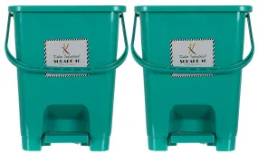 Heart Home Plastic Dustbin With Swing Lid, 12 Ltr., Pack of 2 (Green)