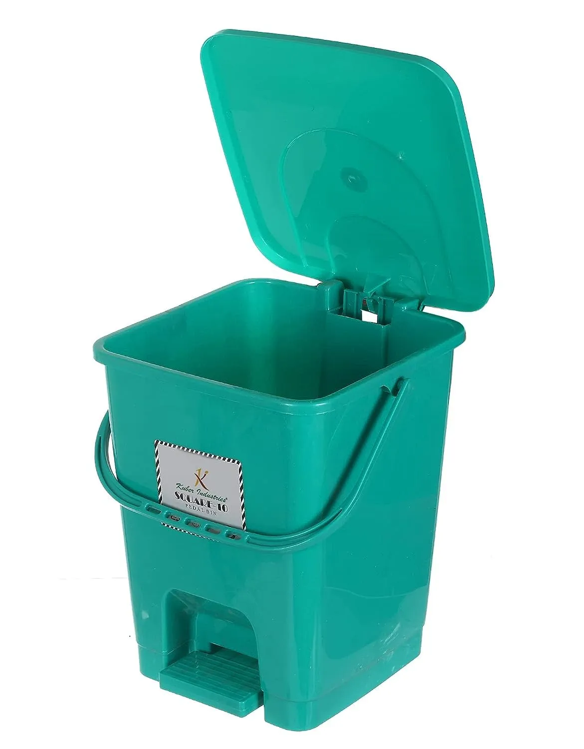 Heart Home Plastic Dustbin With Swing Lid, 12 Ltr., Pack of 2 (Green)