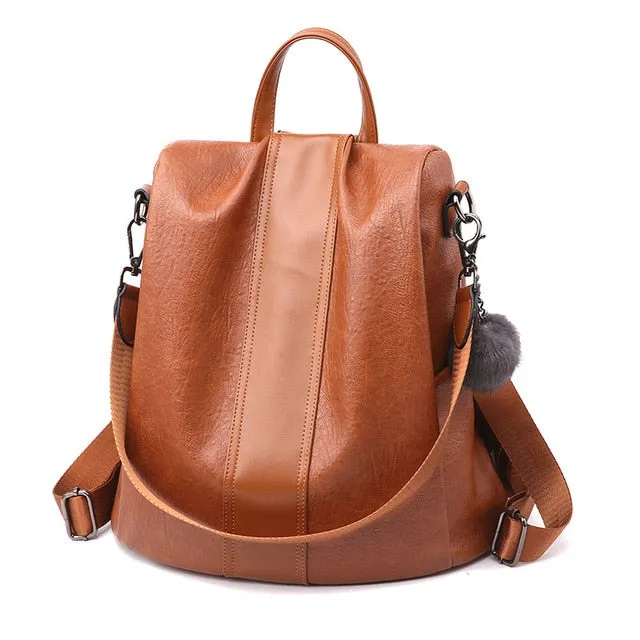 HERALD FASHION Quality Leather Anti-thief Women Backpack