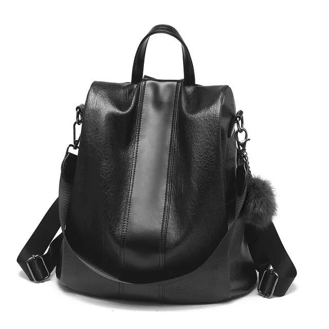 HERALD FASHION Quality Leather Anti-thief Women Backpack