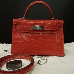 Hermès Kelly 20 Braise Alligator Mississippi Lisse Palladium Hardware PHW